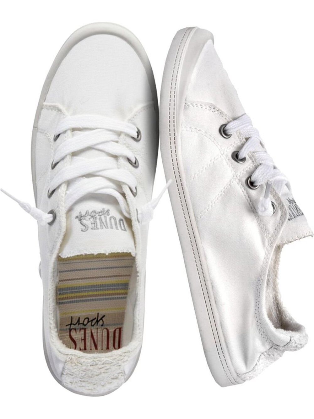 Women's White Closed Toe Reesa Canvas Solid Sport Casual Lace-Up Sneaker Shoes